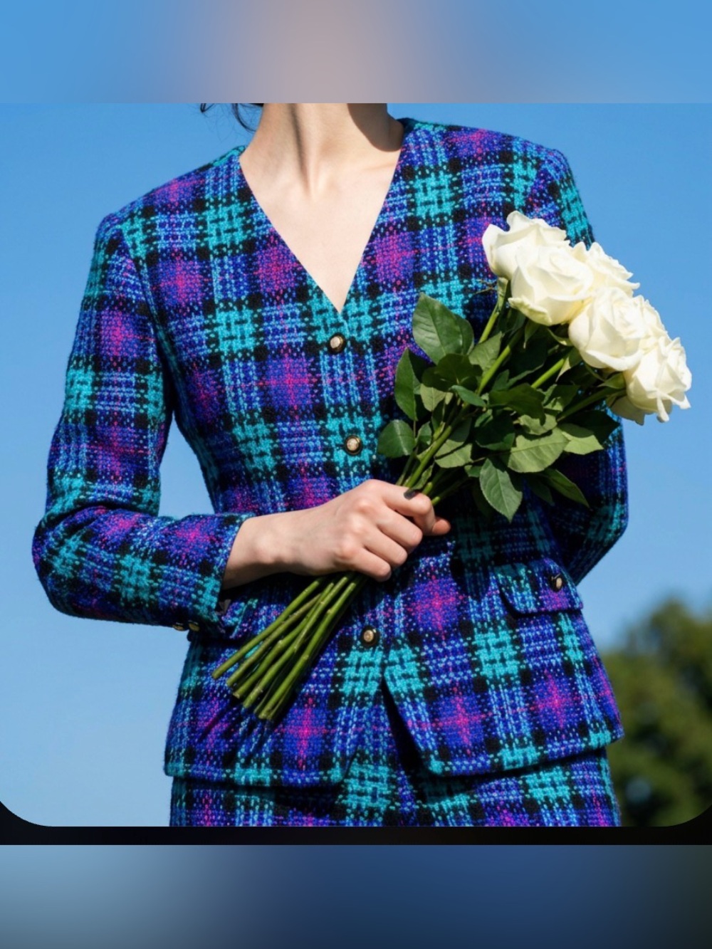 80s true VINTAGE Koret. Purple, turquoise, and red Plaid Jacket.